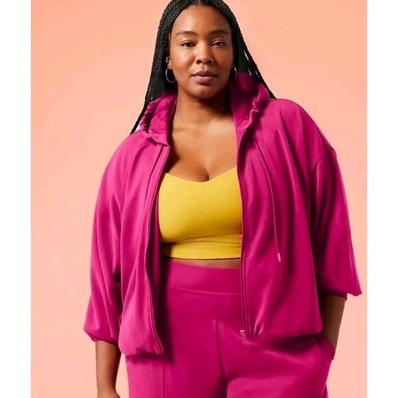 Athleta + Alicia Keys Hoodie Women's Size 2X Athleisure Gym Seasoft Fuschia Pink - Picture 1 of 8